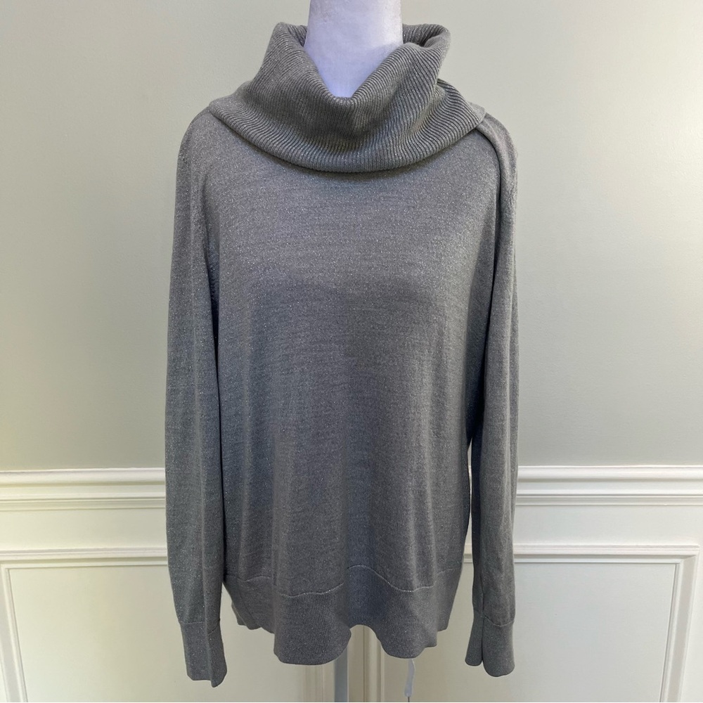 Talbots Silver Metallic Turtleneck Sweater Size XLP